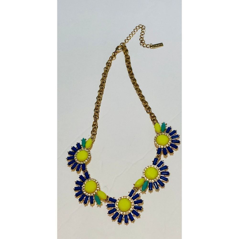 Bauble Bar Statement Necklace Yellows and Blue